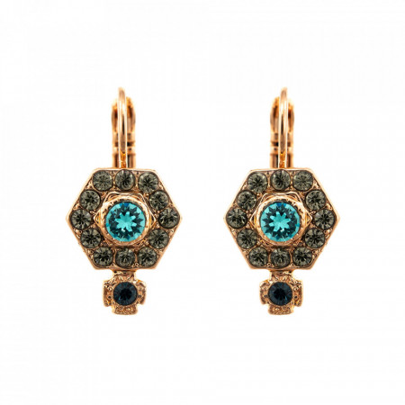 Cercei placati cu Aur roz de 24K, cu cristale Swarovski, Nightfall | 1411/3-1114RG6-Albastru-5586