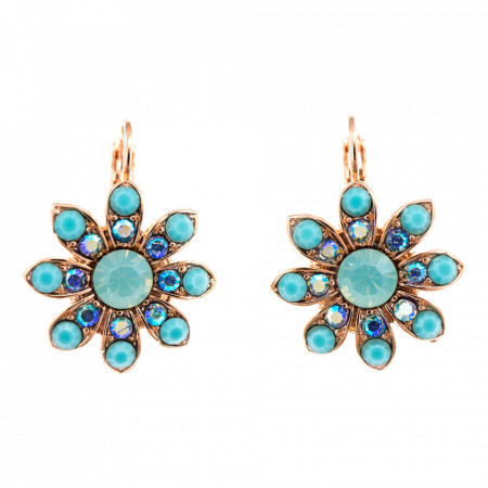 Cercei placati cu Aur roz de 24K, cu cristale Swarovski, Sapphire Sky | 1346-2677RG6-Verde-5446