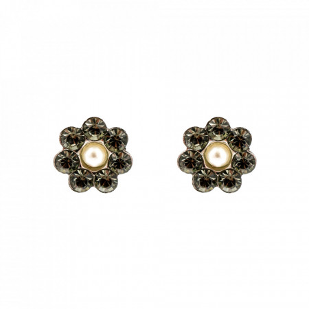 Cercei placati cu rodiu, cu cristale Swarovski, Earl Grey | 1082/2-1132RO2-Gri/Bej-8996