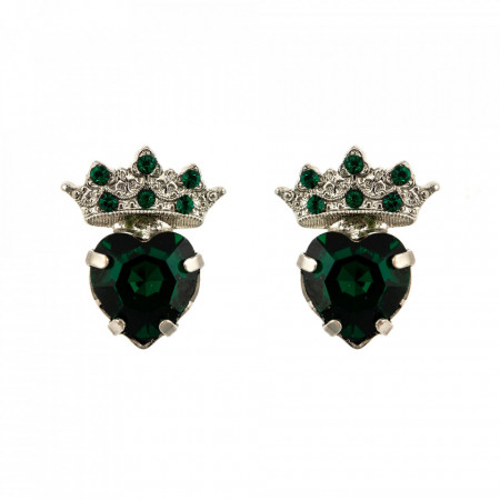 Cercei placati cu rodiu, cu cristale Swarovski, Emerald | 1543-205205RO2-Verde-6136