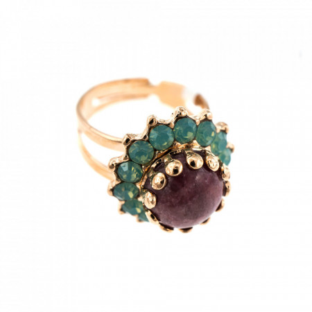 Inel placat cu Aur roz de 24K, cu cristale Swarovski, Flower Power | 7163-M803RG-Multicolor-7726