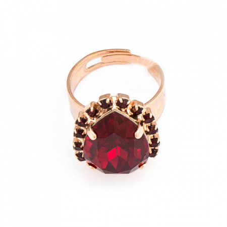 Inel placat cu Aur roz de 24K, cu cristale Swarovski, Lady In Red | 7098-208SRG-Rosu-7586