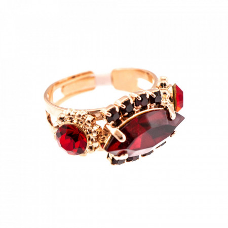 Inel placat cu Aur roz de 24K, cu cristale Swarovski, Lady In Red | 7516-1070RG-Rosu-7646