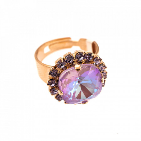 Inel placat cu Aur roz de 24K, cu cristale Swarovski, Lavender | 7080/4-1910RG-Multicolor-7526