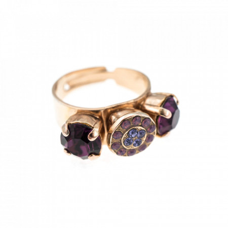 Inel placat cu Aur roz de 24K, cu cristale Swarovski, Bohemian Rhapsody | 7025-20453RG-Mov-7056