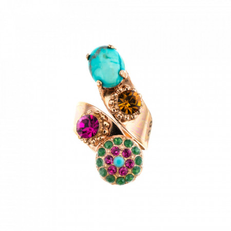Inel placat cu Aur roz de 24K, cu cristale Swarovski, Happy Days | 7416-M1007RG-Multicolor-7596