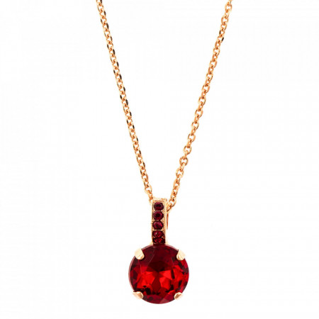 Pandantiv cu lant placat cu Aur roz de 24K, cu cristale Swarovski, July Lucky Birthstone | 5056-501501RG-Rosu-6366