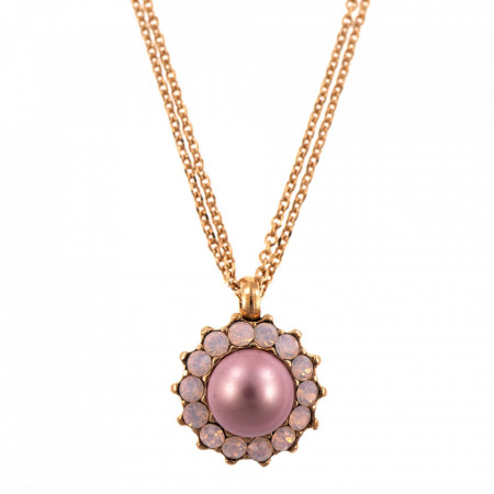 Pandantiv cu lant placat cu Aur roz de 24K, cu cristale Swarovski, Antigua | 5034/1-395121RG-Roz-6316