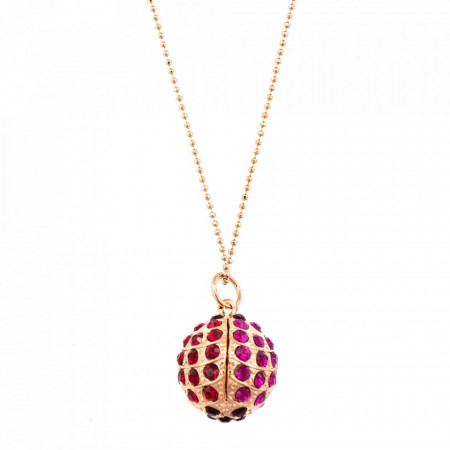 Pandantiv cu lant placat cu Aur roz de 24K, cu cristale Swarovski, FireFly | 5076-2140RG-Rosu-6406