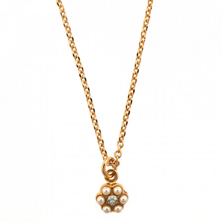 Pandantiv cu lant placat cu Aur roz de 24K, cu cristale Swarovski, Earl Grey | 5166/10-1132RG-Alb/Gri-9106