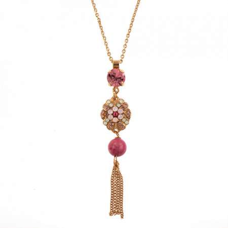 Pandantiv cu lant placat cu Aur roz de 24K, cu cristale Swarovski, Antigua | 5026/2-M223-1RG-Roz-6296