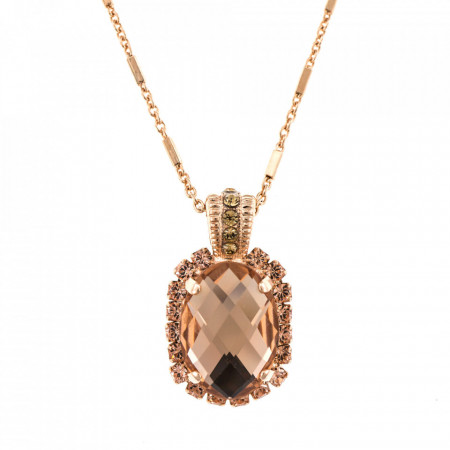 Pandantiv cu lant placat cu Aur roz de 24K, cu cristale Swarovski, Jackie | 5522/5-39132RG-Bej-6976