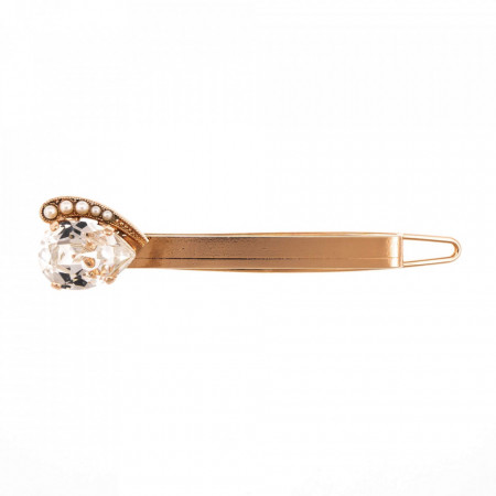 Agrafa de par placata cu Aur roz de 24K, cu cristale Swarovski, Crystal Pearl's | 9011-M48001RG-Transparent-6187