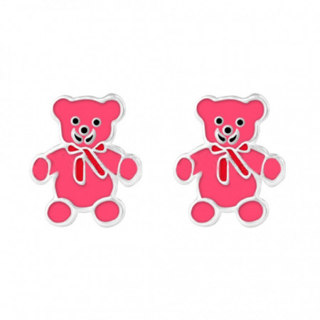 Cercei Argint 925 pentru copii, Little Pink Bear-Roz-8287