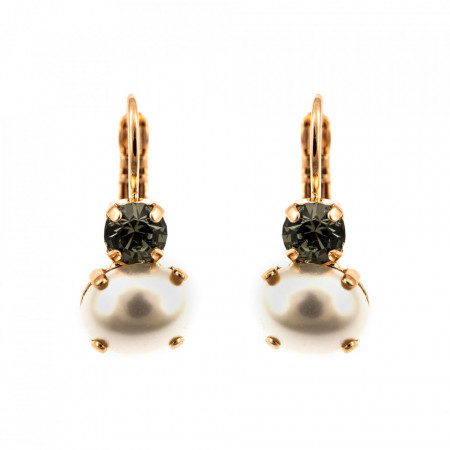 Cercei placati cu Aur roz de 24K, cu cristale Swarovski, Earl Grey | 1462-1132RG6-Alb/Gri-9127
