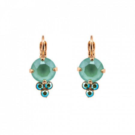 Cercei placati cu Aur roz de 24K, cu cristale Swarovski, Fern | 1010-2143RG6-Verde-1347