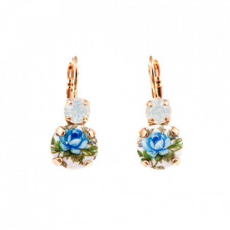Cercei placati cu Aur roz de 24K, cu cristale Swarovski, Spring Flowers | 1062-202RG6-Albastru-1597