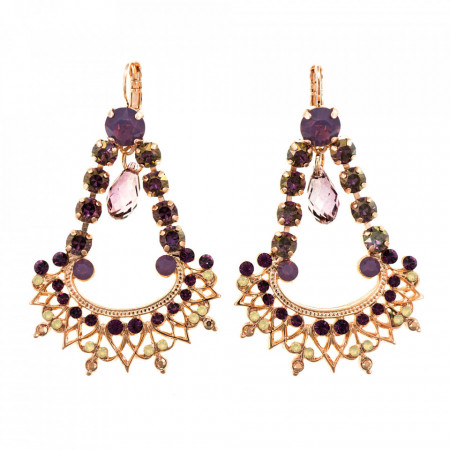 Cercei placati cu Aur roz de 24K, cu cristale Swarovski, Bohemian Rhapsody | 1422/1-1072RG6-Mov-5667