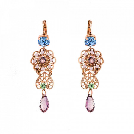 Cercei placati cu Aur roz de 24K, cu cristale Swarovski, California Dreaming | 1015/1-1067RG6-Multicolor-1367