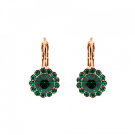 Cercei placati cu Aur roz de 24K, cu cristale Swarovski, Emerald | 1133-205205RG6-Verde-2027