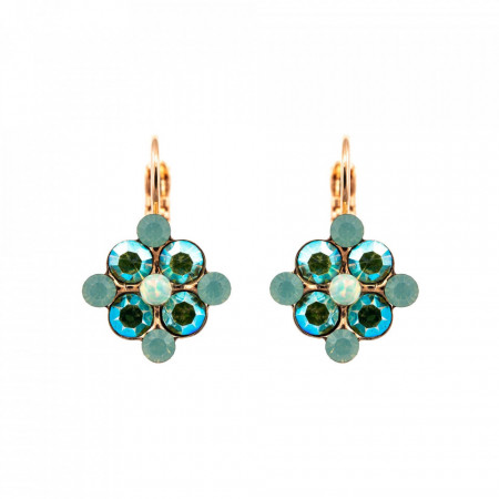Cercei placati cu Aur roz de 24K, cu cristale Swarovski, Fern | 1164/1-2143RG6-Verde-5367
