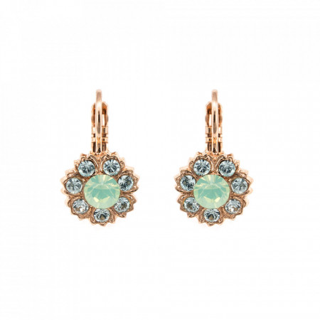 Cercei placati cu Aur roz de 24K, cu cristale Swarovski, Fern | 1411/2-1065RG6-Verde-5547
