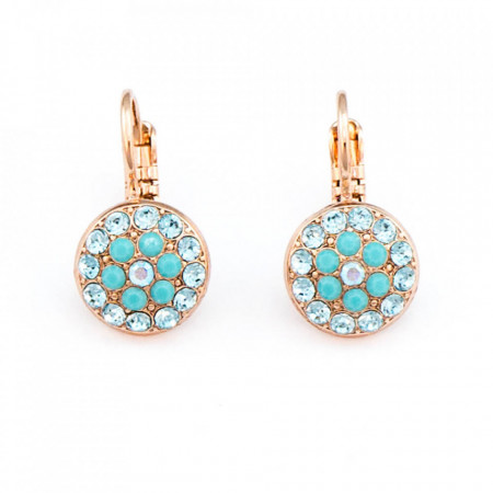 Cercei placati cu Aur roz de 24K, cu cristale Swarovski, Sapphire Sky | 1416-2672RG6-Verde-5627