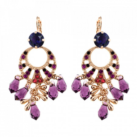 Cercei placati cu Aur roz de 24K, cu cristale Swarovski, Xenia - Odyssey | 1036/2-1091RG6-Multicolor-1437