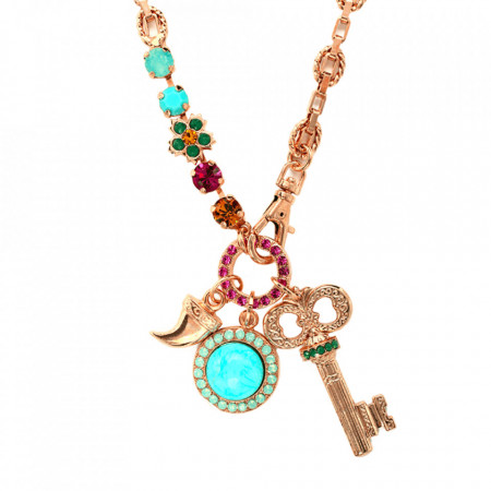 Colier placat cu Aur roz de 24K, cu cristale Swarovski, Happy Days | 3423-M1007rg-Multicolor-6237