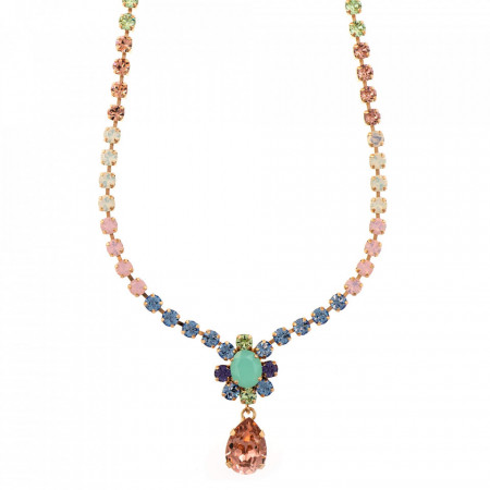 Colier placat cu Aur roz de 24K, cu cristale Swarovski, California Dreaming | 3156/2-1067RG-Multicolor-6117