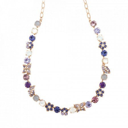 Colier placat cu Aur roz de 24K, cu cristale Swarovski, Purple Rain | 3414/2-M1062RG-Multicolor-6227