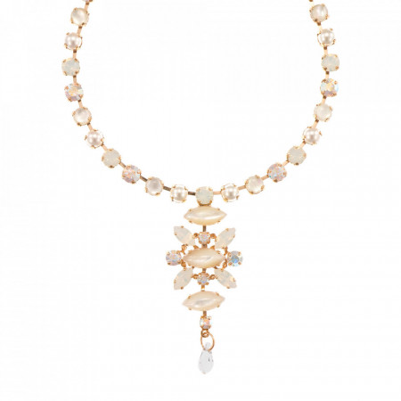 Colier placat cu Aur roz de 24K, cu cristale Swarovski, Seashell | 3106/1-M1201RG-Alb-6317