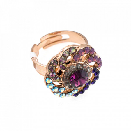 Inel placat cu Aur roz de 24K, cu cristale Swarovski, Bohemian Rhapsody | 7526/1-2044RG-Multicolor-7657