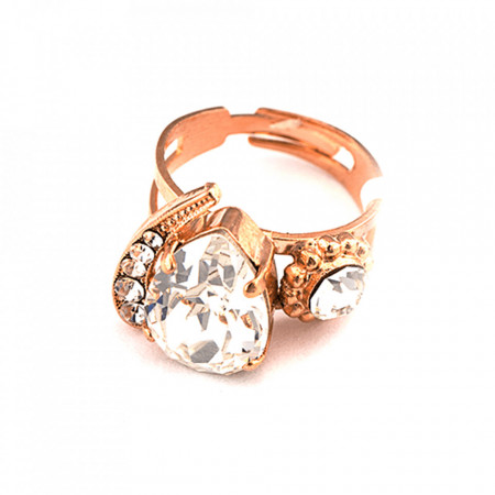 Inel placat cu Aur roz de 24K, cu cristale Swarovski, On a Clear Day | 72009-001001RG-Transparent-7747