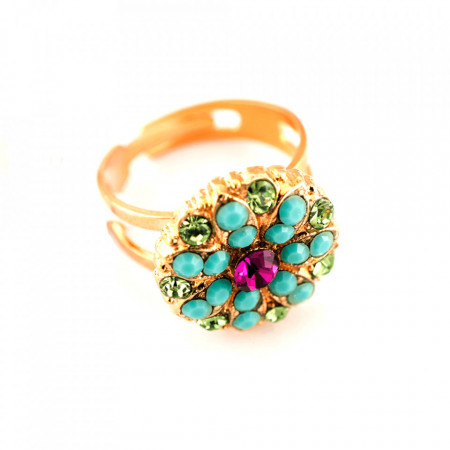 Inel placat cu Aur roz de 24K, cu cristale Swarovski, Guardian Angel | 7217-333RG-Multicolor-7477