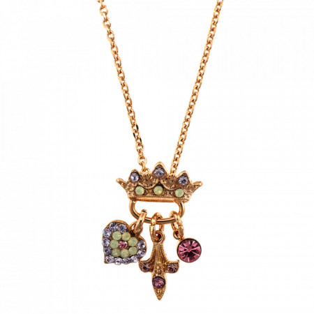 Pandantiv cu lant placat cu Aur roz de 24K, cu cristale Swarovski, Lavender | 5543/1-1910RG-Multicolor-6987
