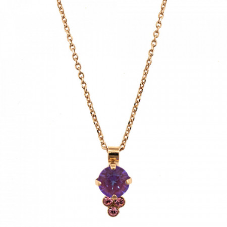 Pandantiv cu lant placat cu Aur roz de 24K, cu cristale Swarovski, Lavender | 5010/1-1910RG-Multicolor-8517