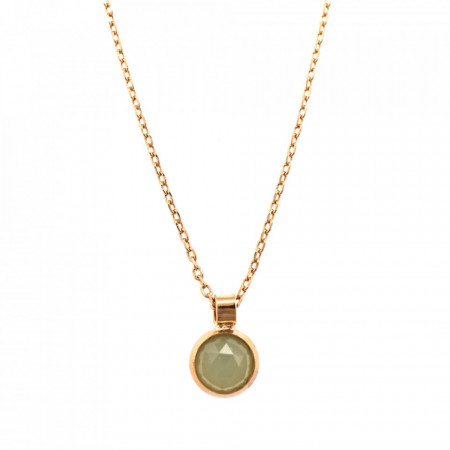 Pandantiv cu lant placat cu Aur roz de 24K, cu cristale Swarovski, Fern | 5208-M62RG-Verde-6767