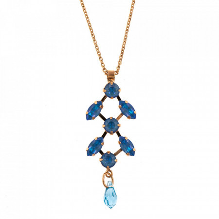 Pandantiv cu lant placat cu Aur roz de 24K, cu cristale Swarovski, Ocean DeLite | 5128-143143RG-Albastru-6467