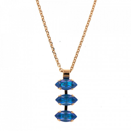 Pandantiv cu lant placat cu Aur roz de 24K, cu cristale Swarovski, Ocean DeLite | 5633/4-143143RG-Albastru-6997