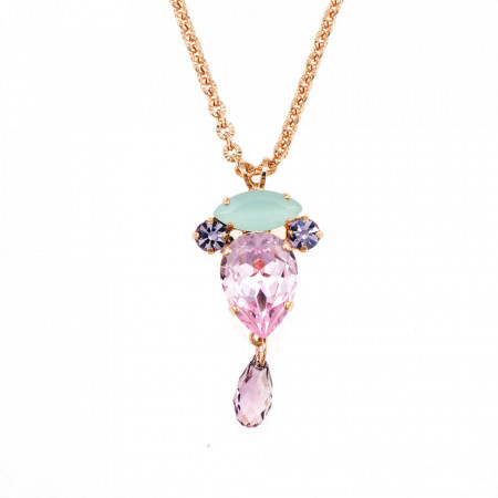 Pandantiv cu lant placat cu Aur roz de 24K, cu cristale Swarovski, Pina Colada | 5131/3-1063RG-Multicolor-6477