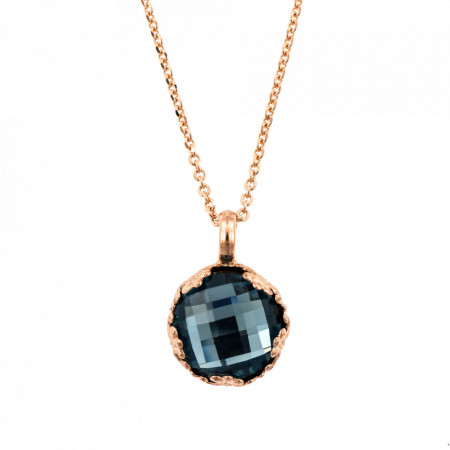 Pandantiv cu lant placat cu Aur roz de 24K, cu cristale Swarovski, Nightfall | 5323/2-266ARG-Albastru-6887