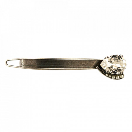 Agrafa de par placata cu Argint 925, cu cristale Swarovski, Crystal Pearl's | 9011-M48001SP-Cristal Transparent/Alb-8898