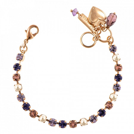 Bratara placata cu Aur roz de 24K, cu cristale Swarovski, Romance | 4000-139-10RG-Multicolor-928