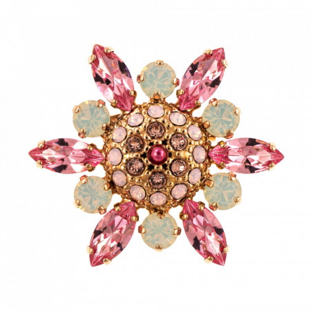 Brosa placata cu Aur roz de 24K, cu cristale Swarovski, Antigua | 2123-223-1RG-Roz-1228