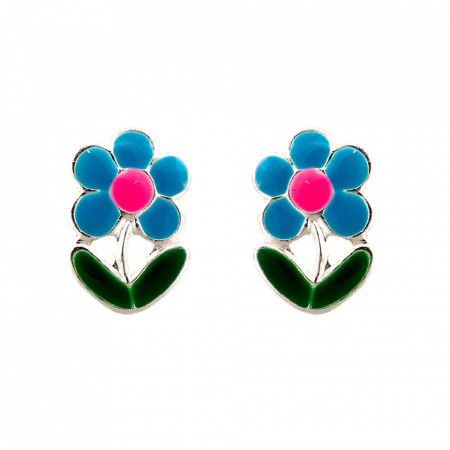 Cercei Argint 925 pentru copii, Little Forget Me Not Flower - Blue-Albastru-8268