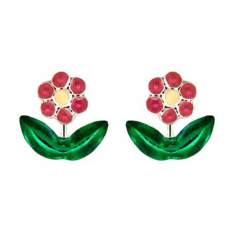Cercei Argint 925 pentru copii, Little Garden Flower - Pink-Multicolor-8258