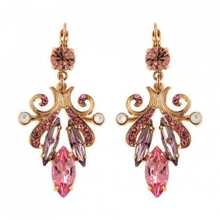 Cercei placati cu Aur roz de 24K, cu cristale Swarovski, Antigua | 1182/3-223-1RG6-Roz-5398