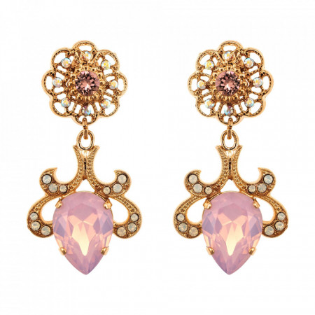 Cercei placati cu Aur roz de 24K, cu cristale Swarovski, Aura | 1156/1-1112RG2-Multicolor-5328
