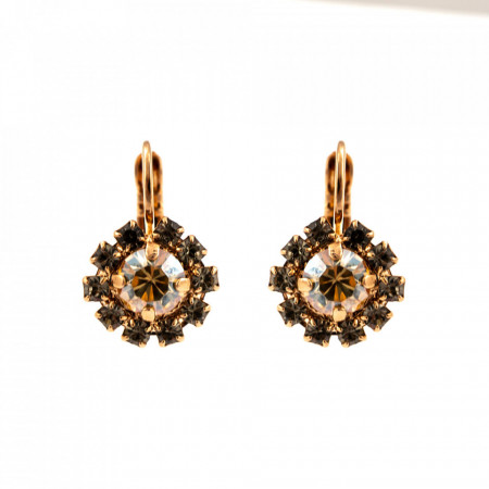 Cercei placati cu Aur roz de 24K, cu cristale Swarovski, Earl Grey | 1032/15-1132RG6-Gri/Bej-9098